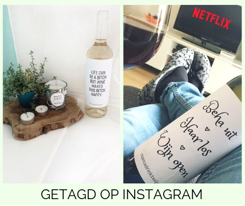 Tevreden kopers van de wijnetiketten van Mama drinkt wijn