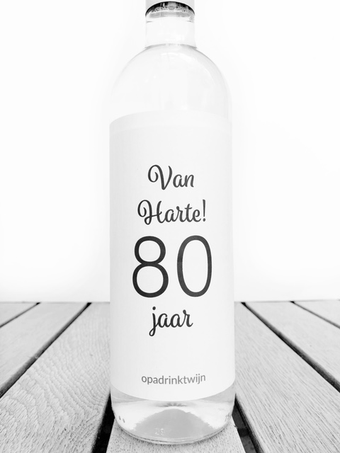 80 jaar oud wijnetiket