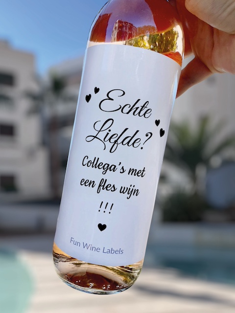 Echte Liefde Etiket aangepast tekst naar collega's