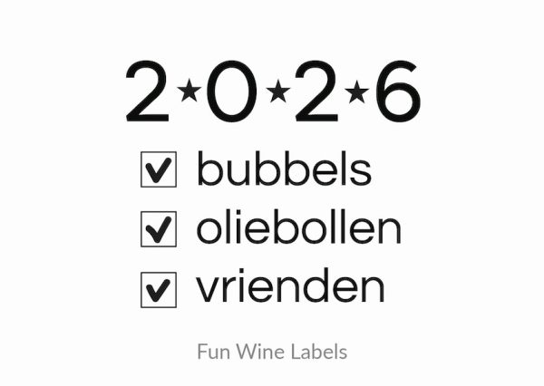 Wijnetiket 2026, om het nieuwe jaar in te luiden samen met vrienden!