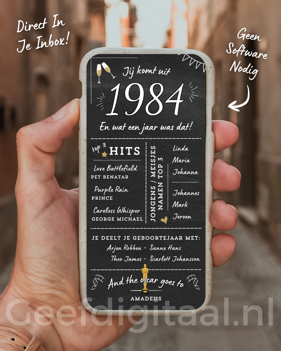 E-Card met leuke pop weetjes over het geboorte jaar 1984